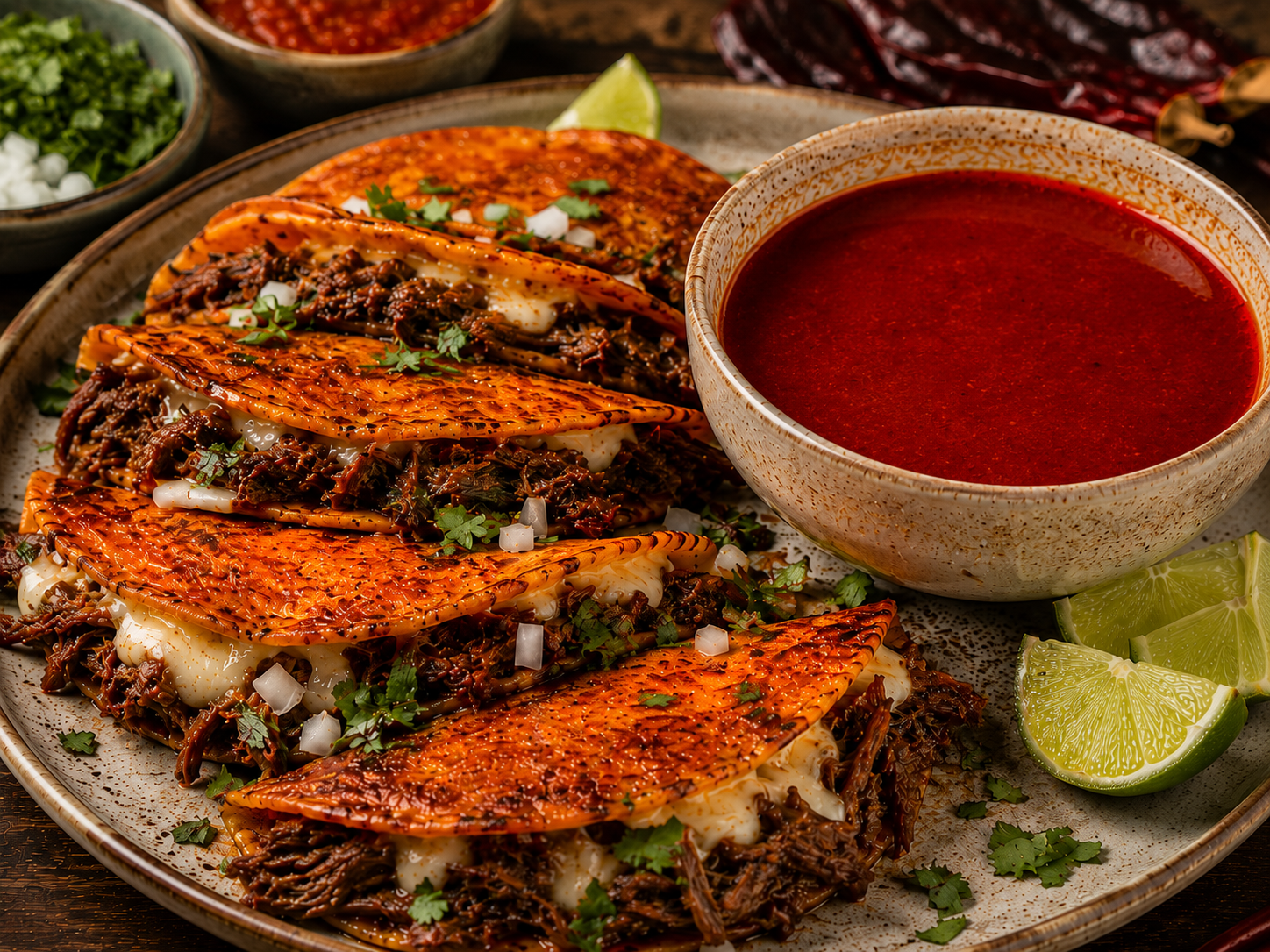 Birria Quesatacos with Consomme