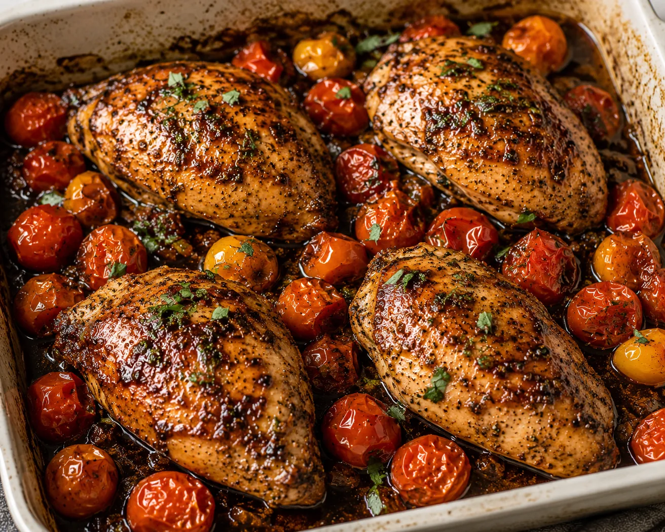 Roasted Balsamic Chicken with Baby Tomatoes